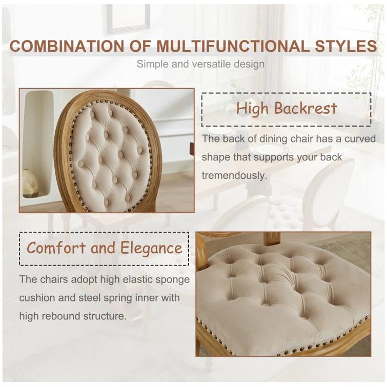 One Allium Way® French Style Vintage Solid Wood Upholstered Dining Chair (Set of 4)