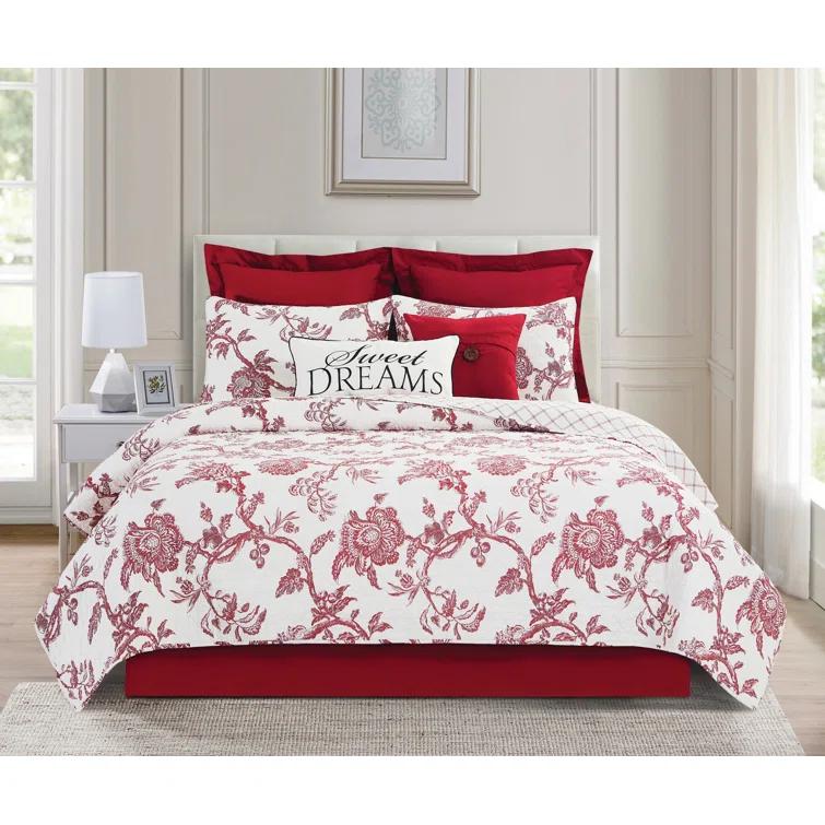 C&F Home Red/White Cotton Reversible Quilt Set