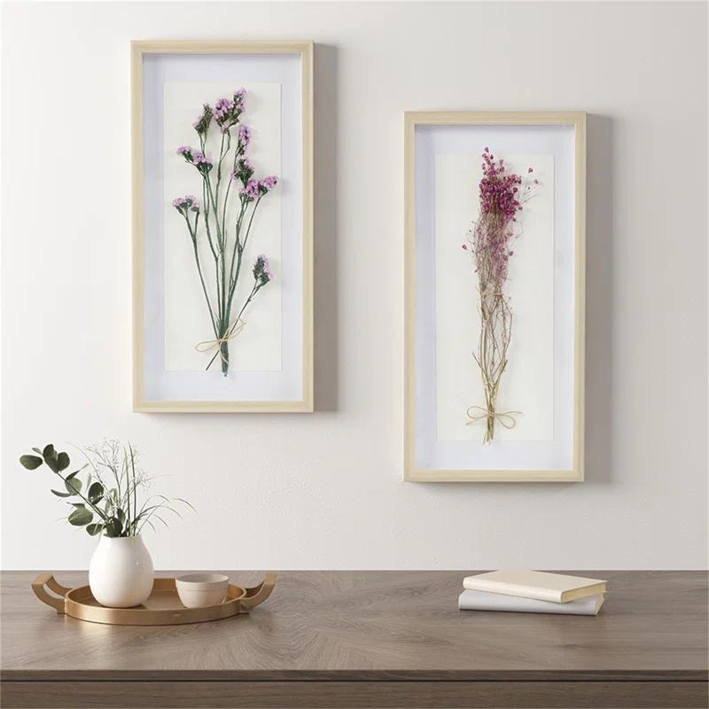 Dried Flower 2-Piece Shadow Box Wall Decor Set