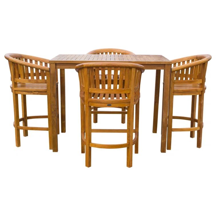 Chic Teak Amily 4 - Person Teak Wood Patio Dining Set with Rectangular Table