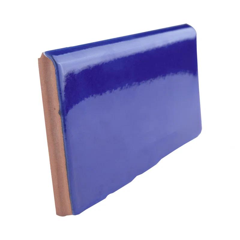 Merola Tile Viva 6" L x 3" W Ceramic Bullnose Wall Tile Trim in Blue