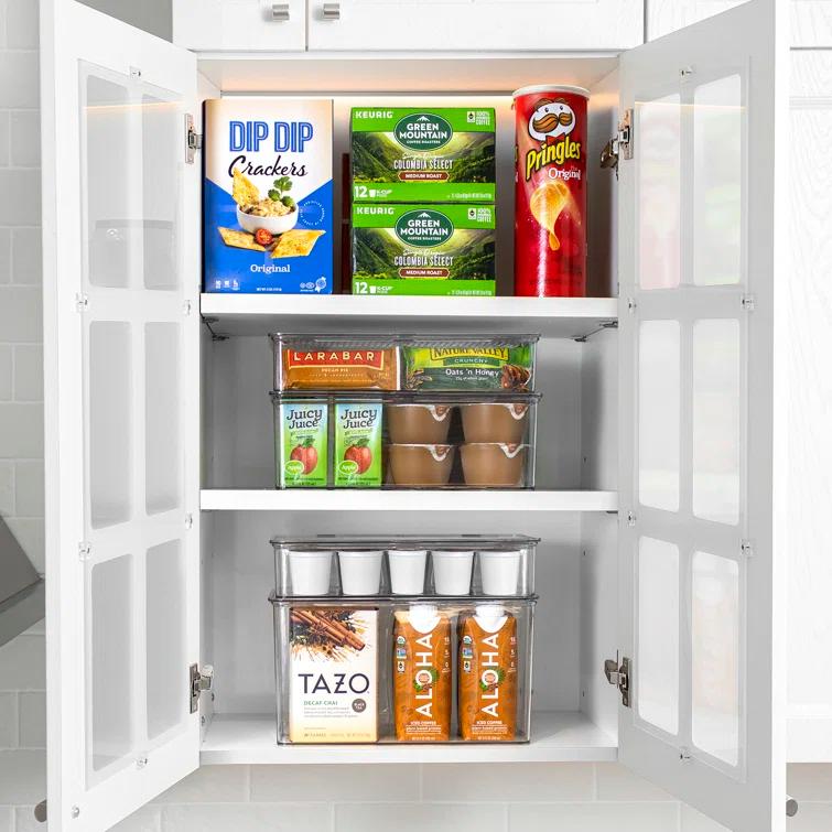 Sorbus Variety Clear Storage Bins For Pantry & Fridge With Hinged Lids, 3 Piece