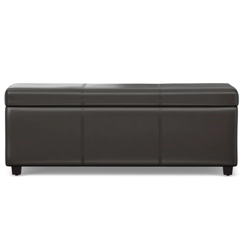 Simpli Home Avalon 44"W Upholstered Storage Ottoman with Lift-Top and Large Interior Storage