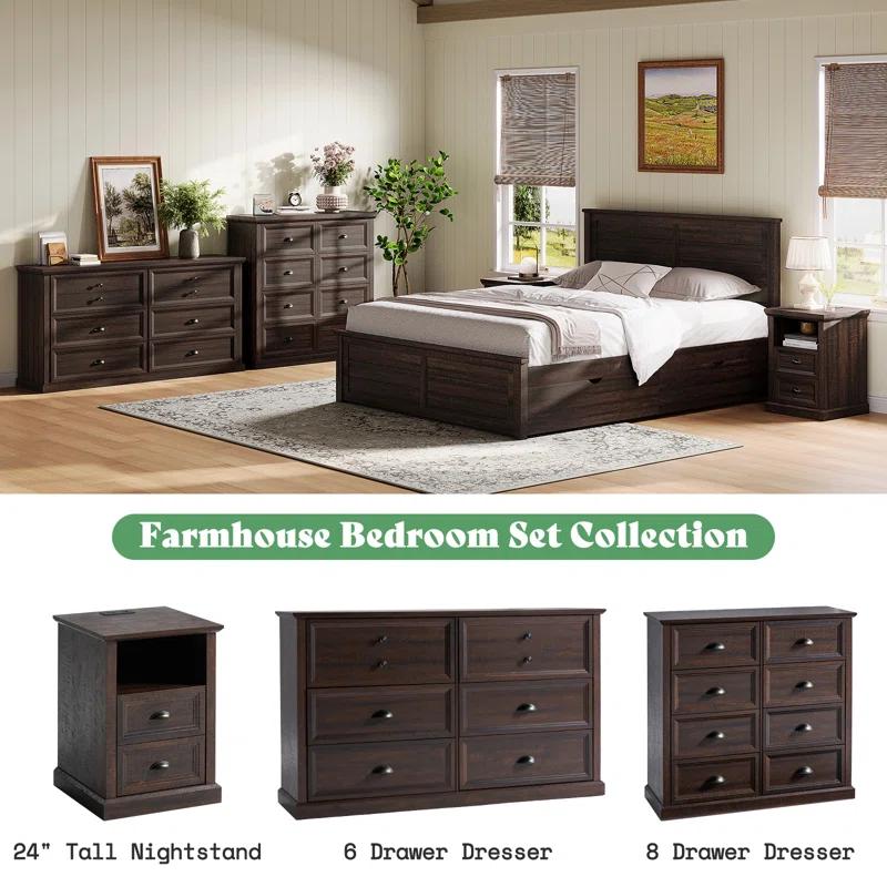 Winston Porter 58" Farmhouse 6 Drawer Dresser