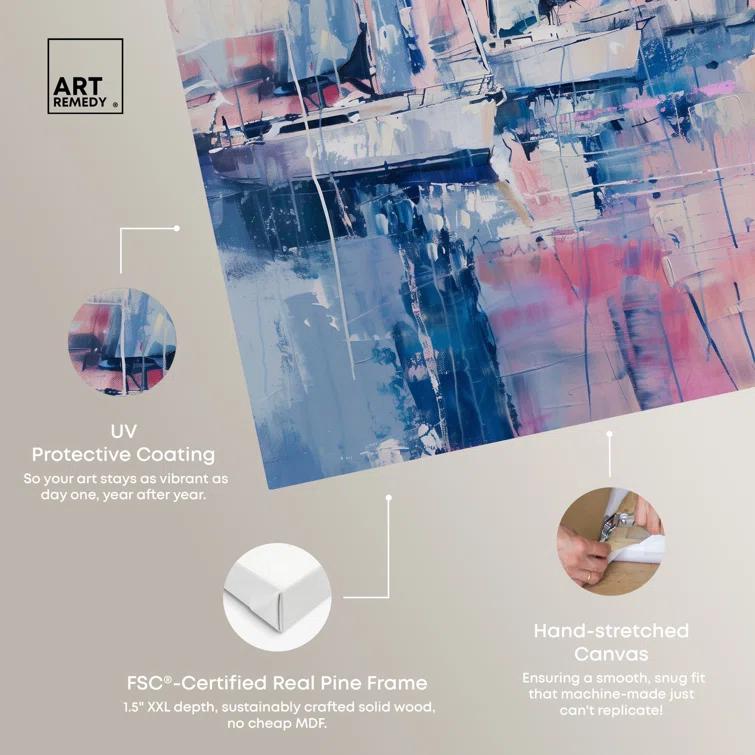 Art Remedy Art Remedy Pastel Sea Breeze Framed Sailing 1 Piece Canvas Wall Art 57710