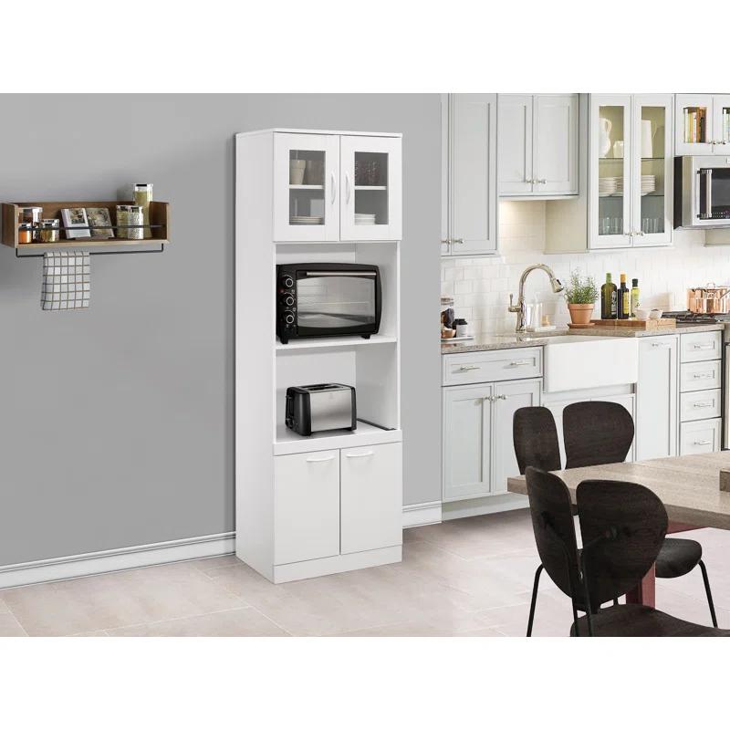 InRoom Designs Danbury Tall Kitchen Pantry, Microwave Storage Cabinet