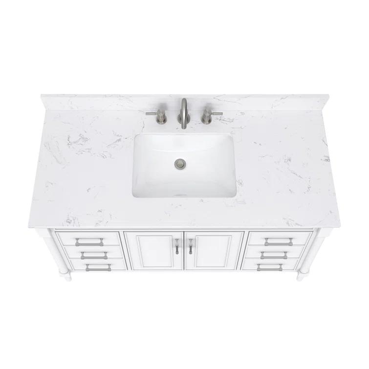 Charlton Home® Guider 48" Free Standing Single Bathroom Vanity with Engineered Stone Top