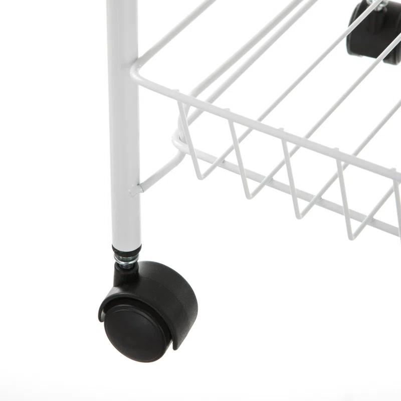 Prime made 4-shelf Steel Laundry Cart With Caster Wheels, White, Adult, Senior And Teen Age Groups