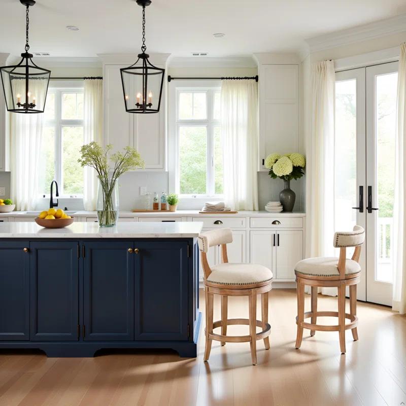 Hanover Solid Rubber Wood Swivel Counter And Bar Stool