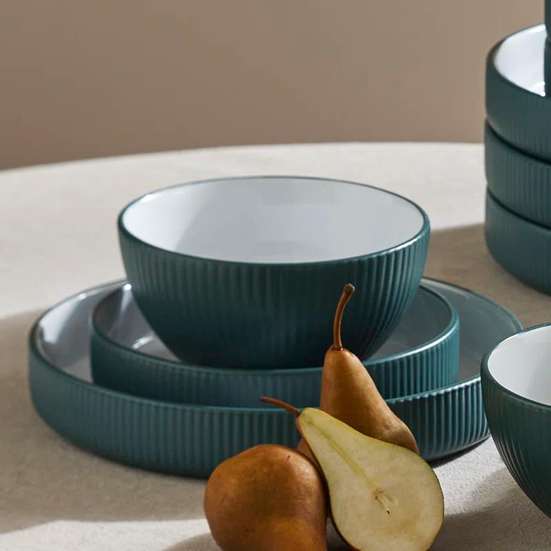 Christian Siriano Christian Siriano Larosso 24-Piece Dinnerware Set with Dinner Bowls and Pasta Bowls, Stoneware