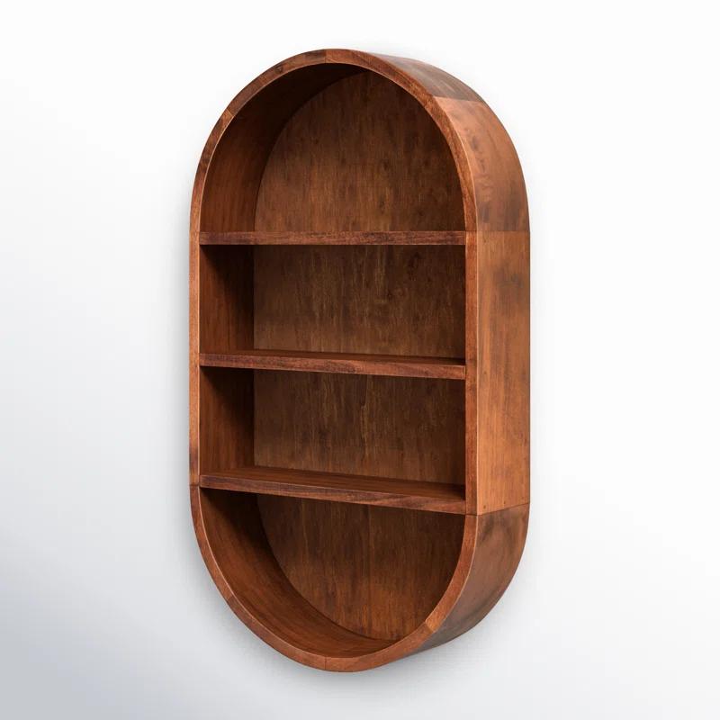 Minx Oval Solid Mango Wood Accent Wall Shelf