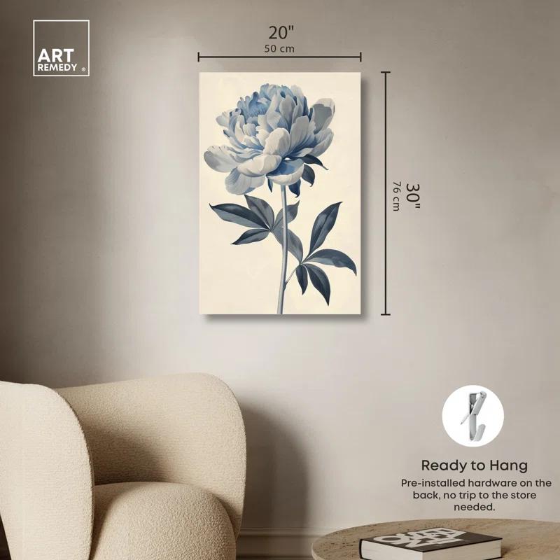 Art Remedy Delicate Blue Flower Minimalistic Floral Wall Art by Art Remedy