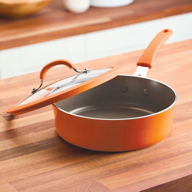 Rachael Ray Rachael Ray Cook & Create Nonstick Saute Pan With Lid, 3 Quart, Orange