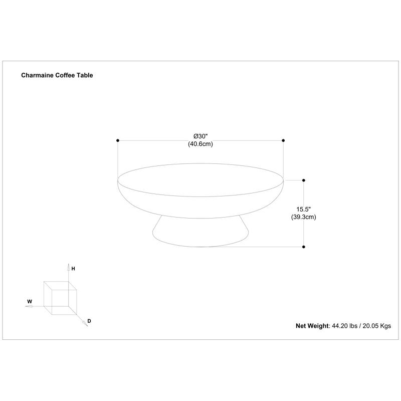 Simpli Home Alexa 30"W Cast Aluminum Mid-Century Modern Round Coffee Table with Pedestal Base, Fully Assembled