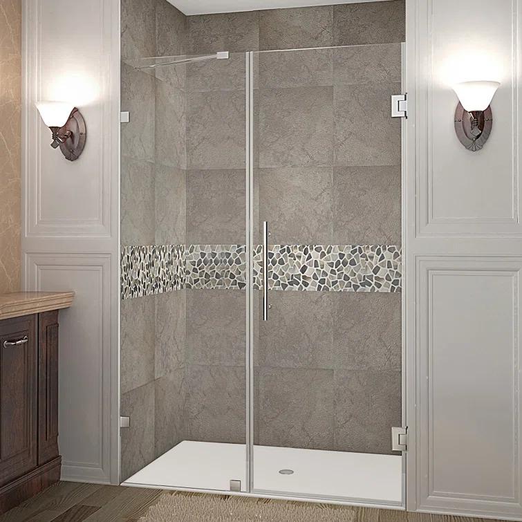 Aston Nautis 72" H Hinged Frameless Shower Door SDR985-SS-65-10