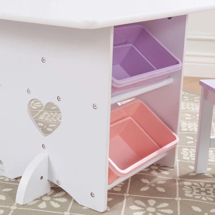 KidKraft Wooden Heart Table & Chair Set with 4 Bins