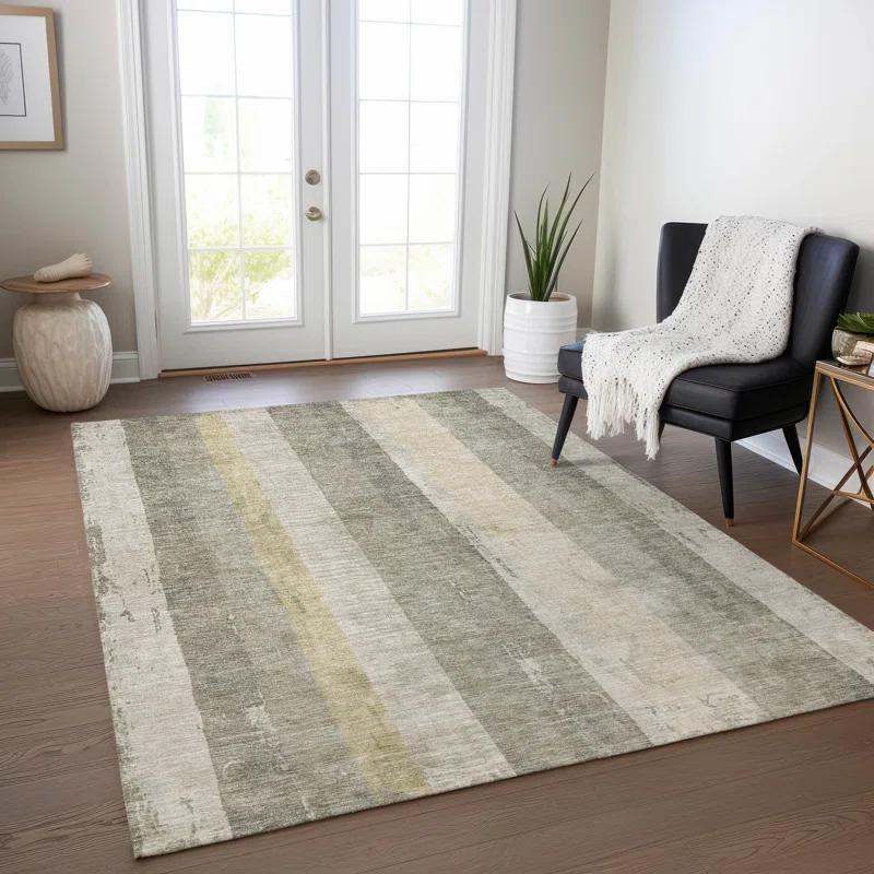 Machine Washable Indoor/Outdoor Cinead ACN1689 Taupe Rug
