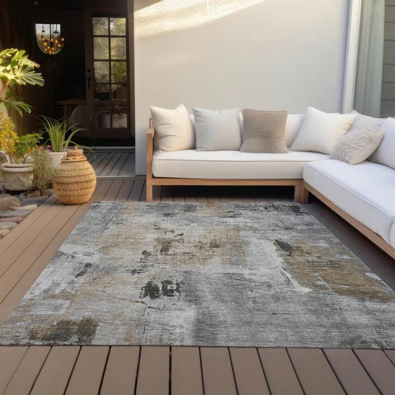 Machine Washable Indoor/Outdoor Chayden ACN989 Gray 1'8" x 2'6" Rug