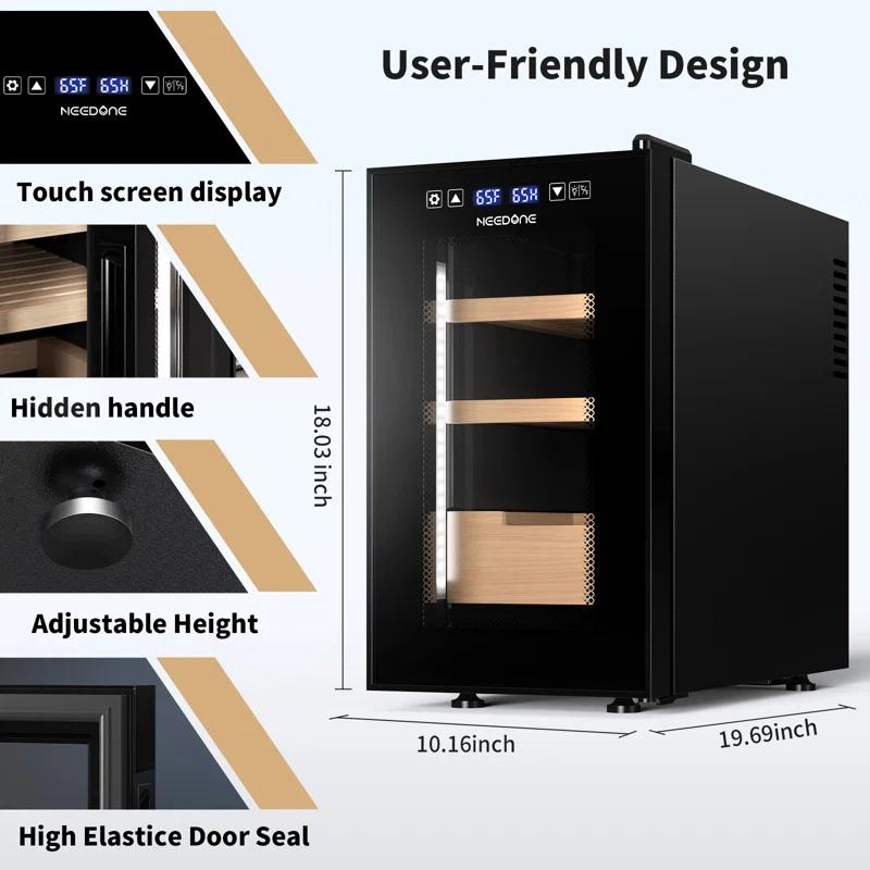 Needone Upgraded 23L Electric Cigar Humidor, Constant Temperature & Humidity Semiconductor Cigar Cabinet (150 Cigar Capacity)