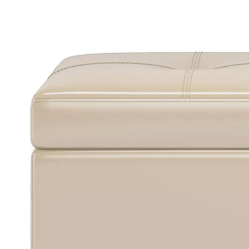 Simpli Home Oregon 42"W Upholstered Storage Ottoman Bench with Lift-Top Lid and Tray