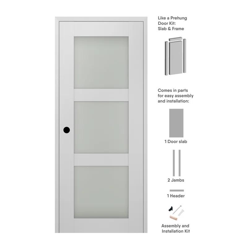 Belldinni Smart Pro 3 lite DIY-Friendly Manufactured Wood and Glass Single Swing Interior Door