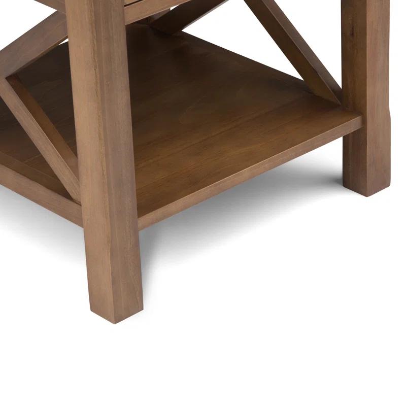 Simpli Home Kitchener 21"W Solid Mango Wood Square End Table with Storage Drawer