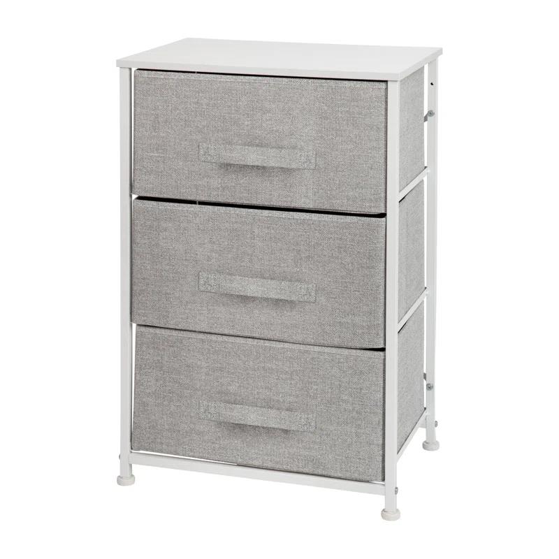 Flash Furniture Malone 3 Drawer Vertical Storage Dresser with Wood Top & Fabric Pull Drawers