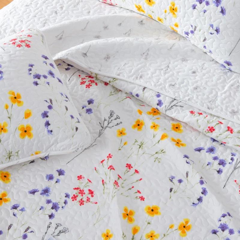 FreshFolds Bright & Colorful Tiny Floral Quilt Set with Shams