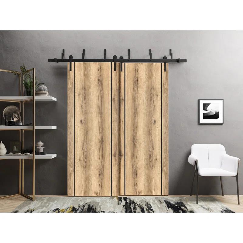 SARTODOORS Solid + Manufactured Wood Paneled Barn Door