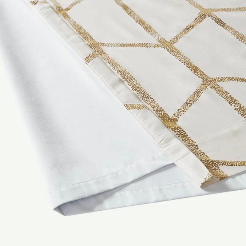 Everly Quinn Total Blackout Metallic Print Grommet Top Curtain Panel Pair (2 Pcs Window Panels)