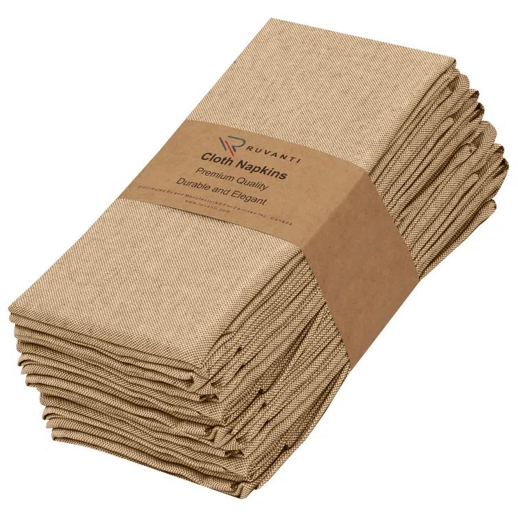 Ruvanti Poly Cotton Square Cloth Napkins Chambray Fabric (Set of 12)