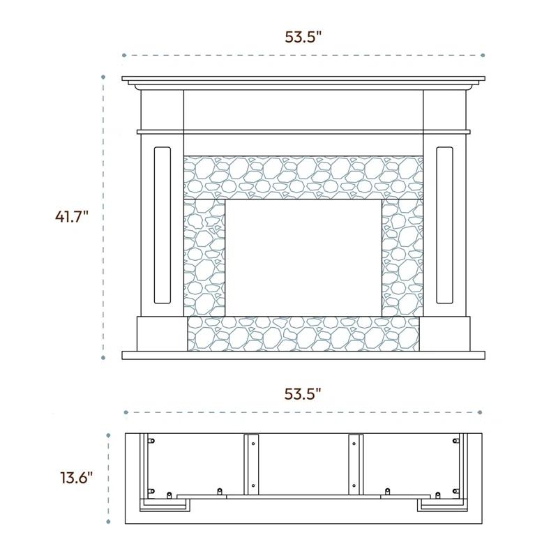 Cambridge Cambridge Sofia 53-in. Electric Fireplace Mantel in with Black Marble Inlay and Crystal Rocks