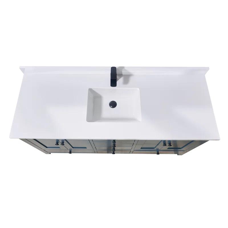 61'' Stone Single Bathroom Vanity Top with Sink