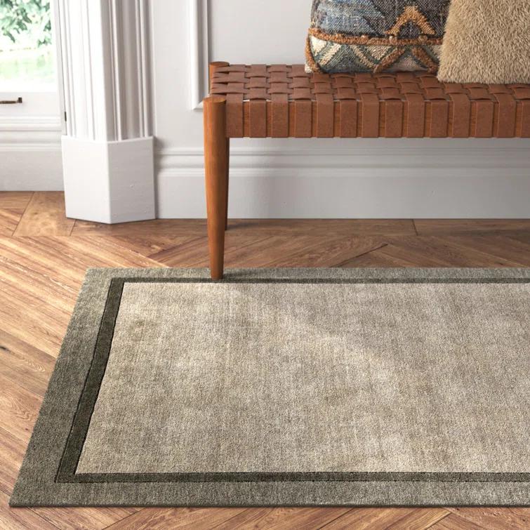 Zaley Handmade Tufted Wool Gray Area Rug
