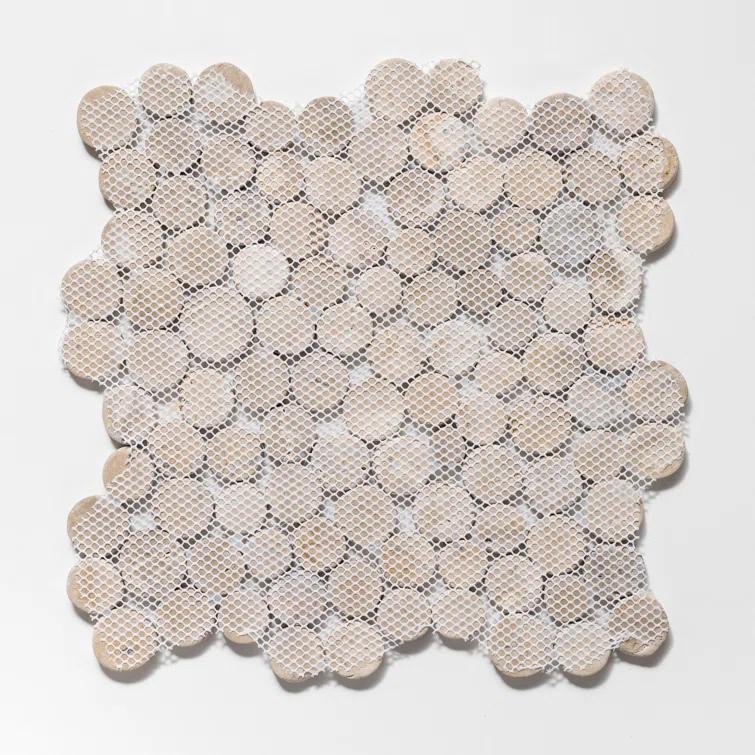 Cruz Bay Studio 11.5" x 11.5" Random Sized Natural Stone Penny Round Mosaic Wall & Floor Tile