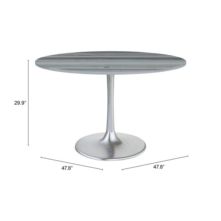 Zuo Hospitality Round Marble Top Metal Base Dining Table
