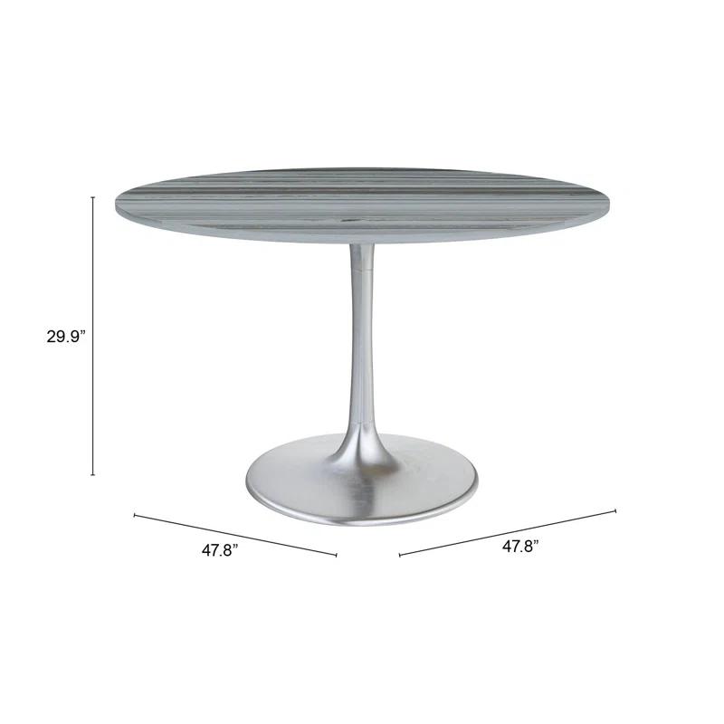 Zuo Hospitality Round Marble Top Metal Base Dining Table