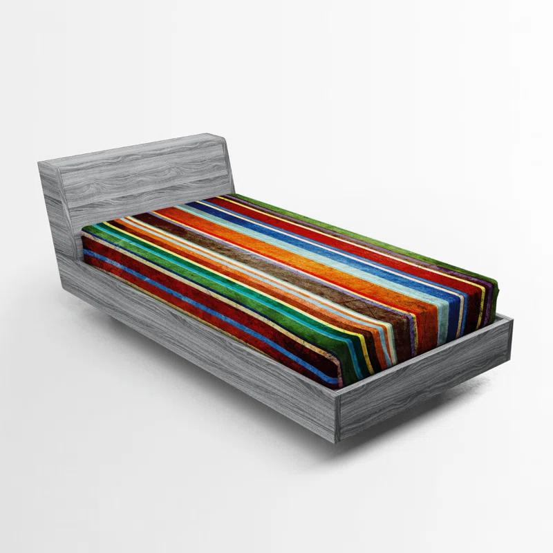 Ambesonne Microfiber Striped Fitted Sheet