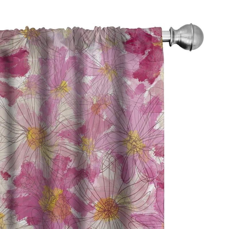 Ambesonne Microfiber Semi Sheer Sliding Panel Pair