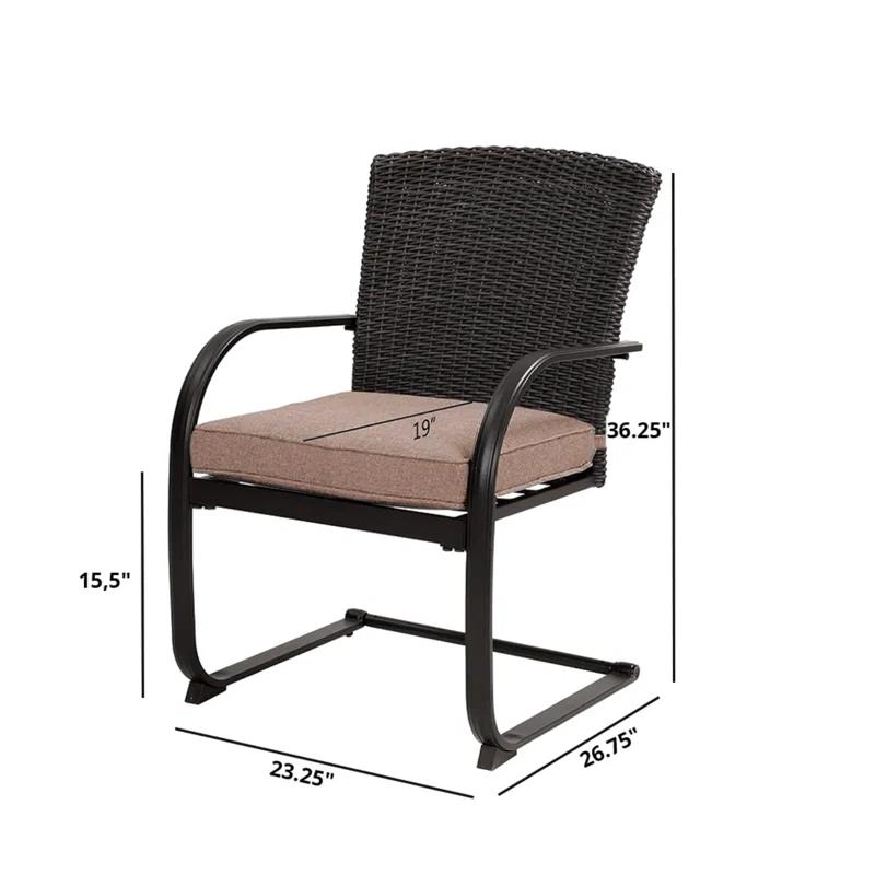 olilawn olilawn 2-piece Dining Wicker Chair Outdoor Conversation Set With Cushions C-spring Rocker Lounge Chair Set Of 2 For Yard, Garden, Backyard, Deck, Bistro-