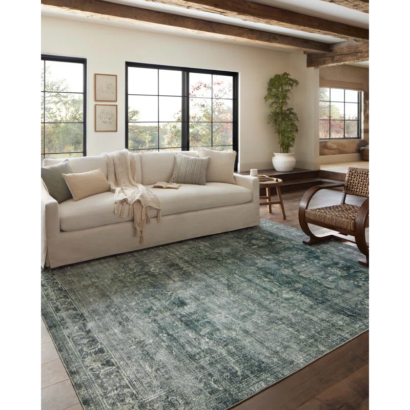 Magnolia Home By Joanna Gaines X Loloi Banks Machine Washable Blue / Lagoon Area Rug