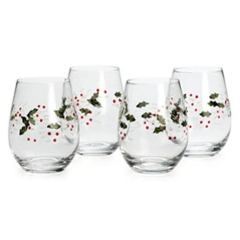 Pfaltzgraff Pfaltzgraff Winterberry 20 oz. Stemless Wine Glasses (Set of 4)