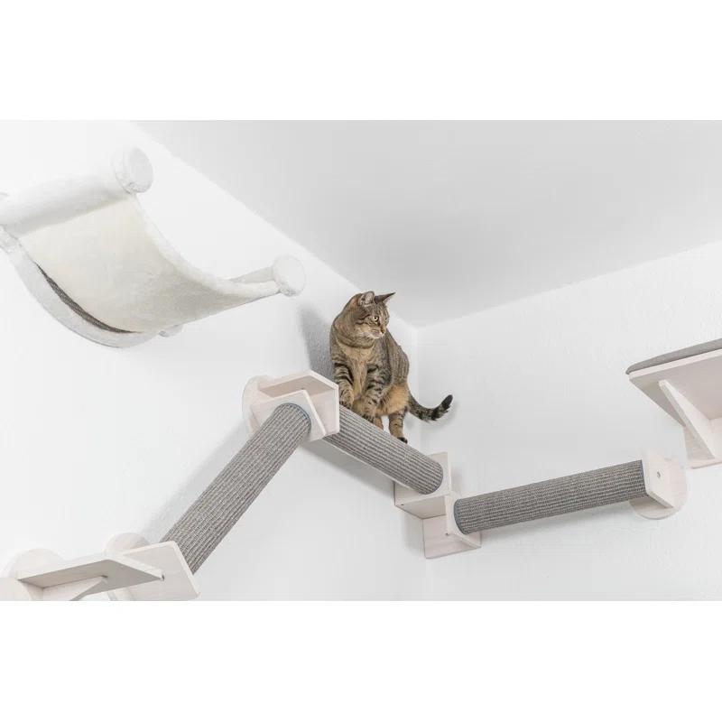 TRIXIE TRIXIE Wall Set 6 Wall Mounted Cat Climbing System, 3 Scratching Posts Goes Around Corners, 3 Platforms, 1 Step