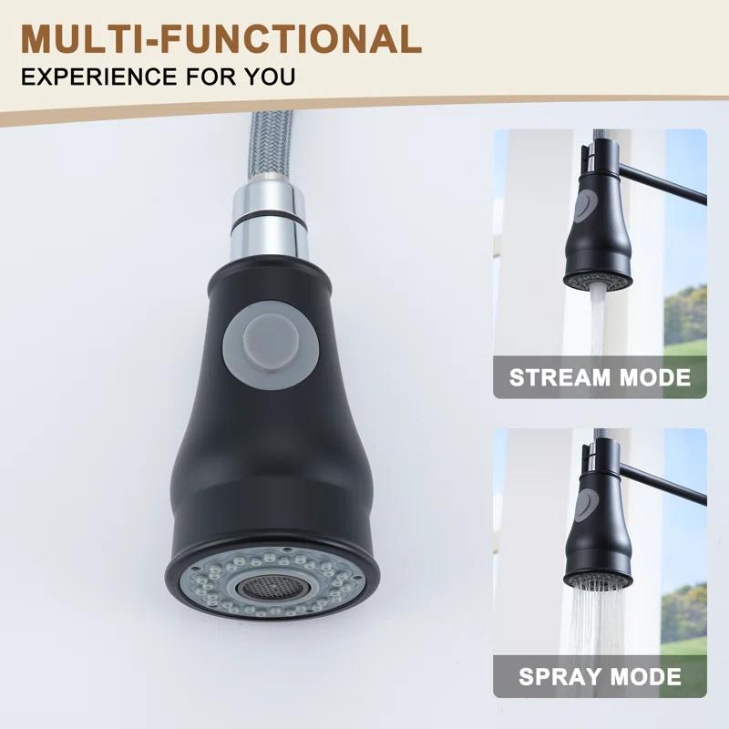 CASAINC 1.8 GPM Single-Handle Spring Pull-Down Kitchen Faucet Single Hole Faucet