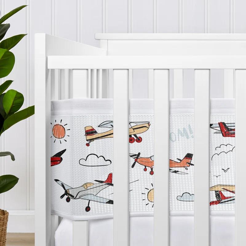 Sweet Jojo Designs Airplane Red and Blue Sweet Jojo Designs + BreathableBaby Breathable Mesh Crib Liner Anti Bumper Pad (Set of 2)