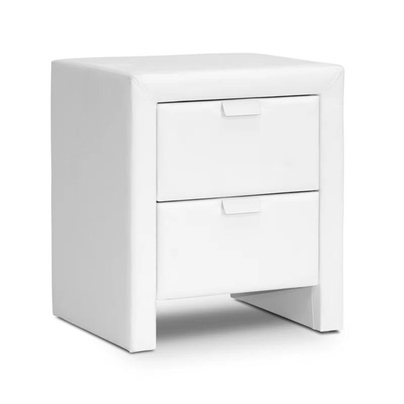 Latitude Run® Abbottstown Modern 2-Drawer Nightstand in White Upholstery, 21.5'' H X 18.5'' W X 15.87'' D