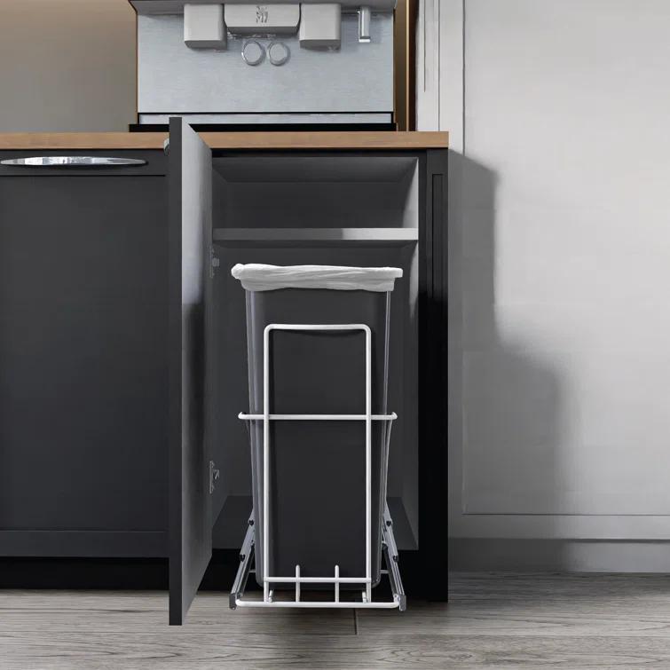 Home Zone Living Home Zone Living 7.6 Gallon Under Cabinet Open Pull Out Trash Can, Adjustable Slide Out Waste Bin