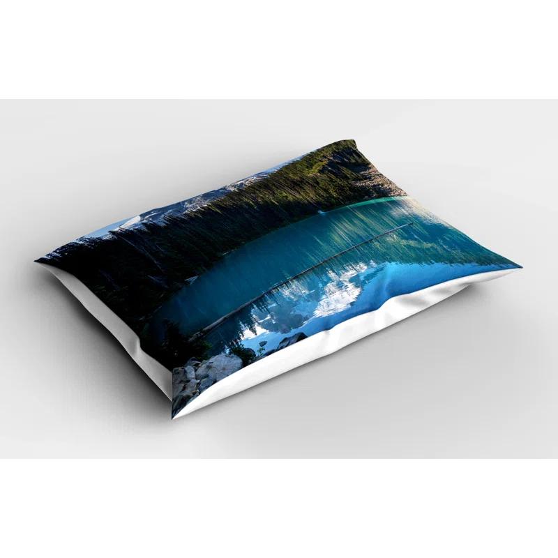 Ambesonne Ambesonne Winter Pillow Sham 2 Pack Snowy Frozen Mountain Blue White Green