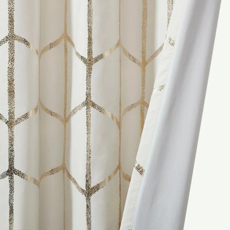 Everly Quinn Total Blackout Metallic Print Grommet Top Curtain Panel Pair (2 Pcs Window Panels)