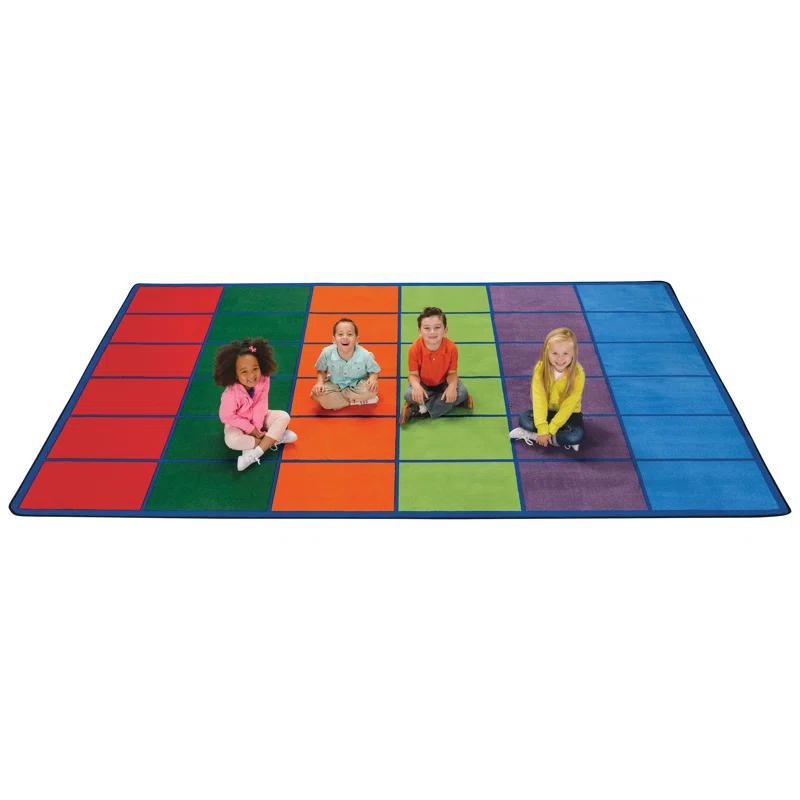Carpets for Kids Premium Collection Colorful Rows Seating Tufted Multi Color Area Rug